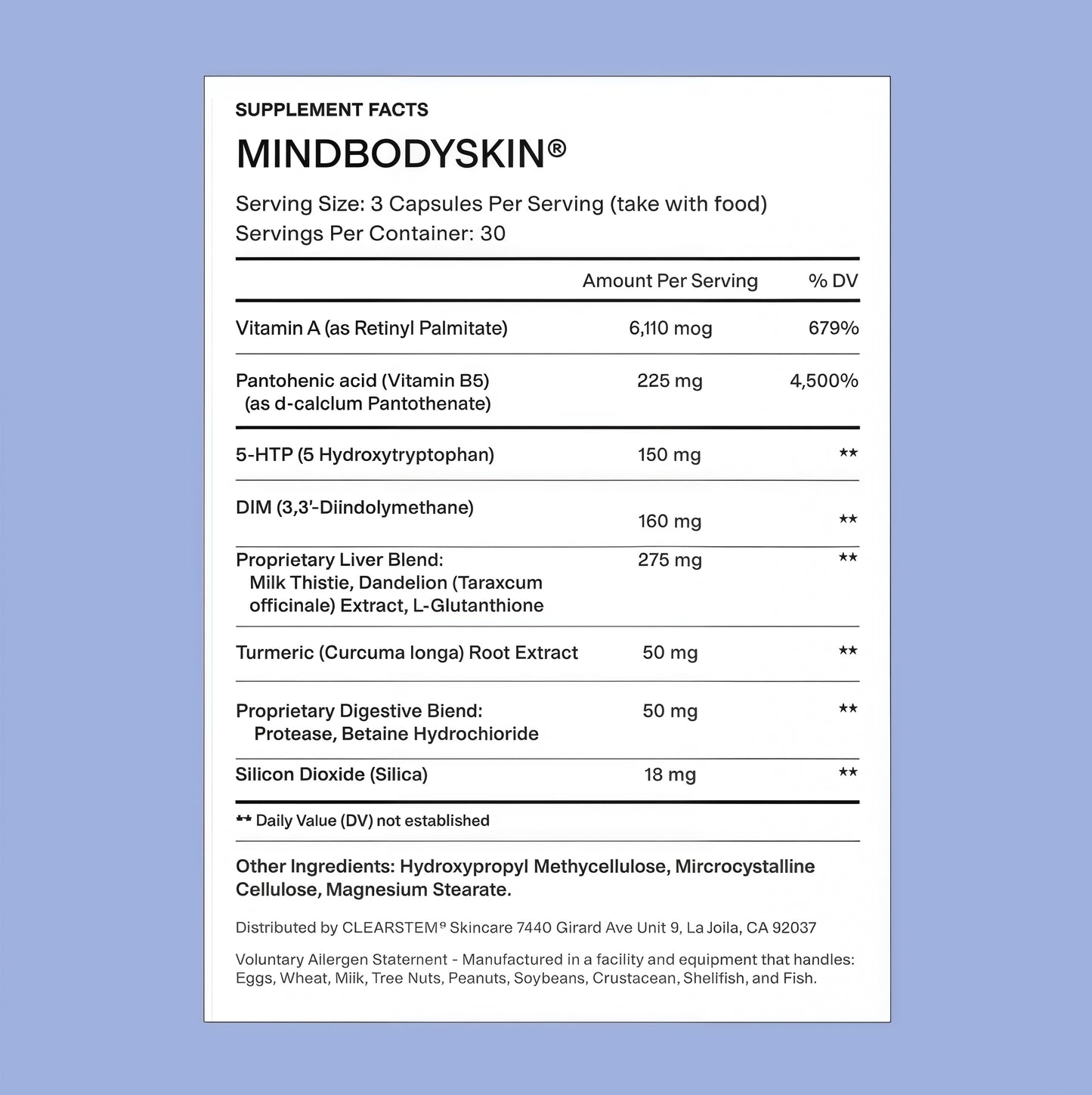 Clearstem Mindbodyskin Hormonal Acne Supplement 90 Capsules