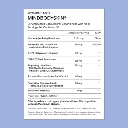 Clearstem Mindbodyskin Hormonal Acne Supplement 90 Capsules